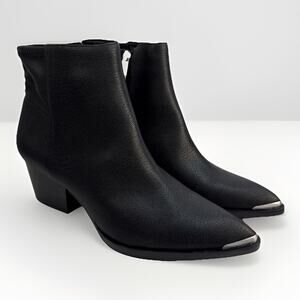 Calvin Klein Womens Narice Leather Pointed Toe Ankle Booties Shoe Black 9.5M NWB